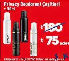 PRİVACY DEODORANT ÇEŞİTLERİ 200 ML